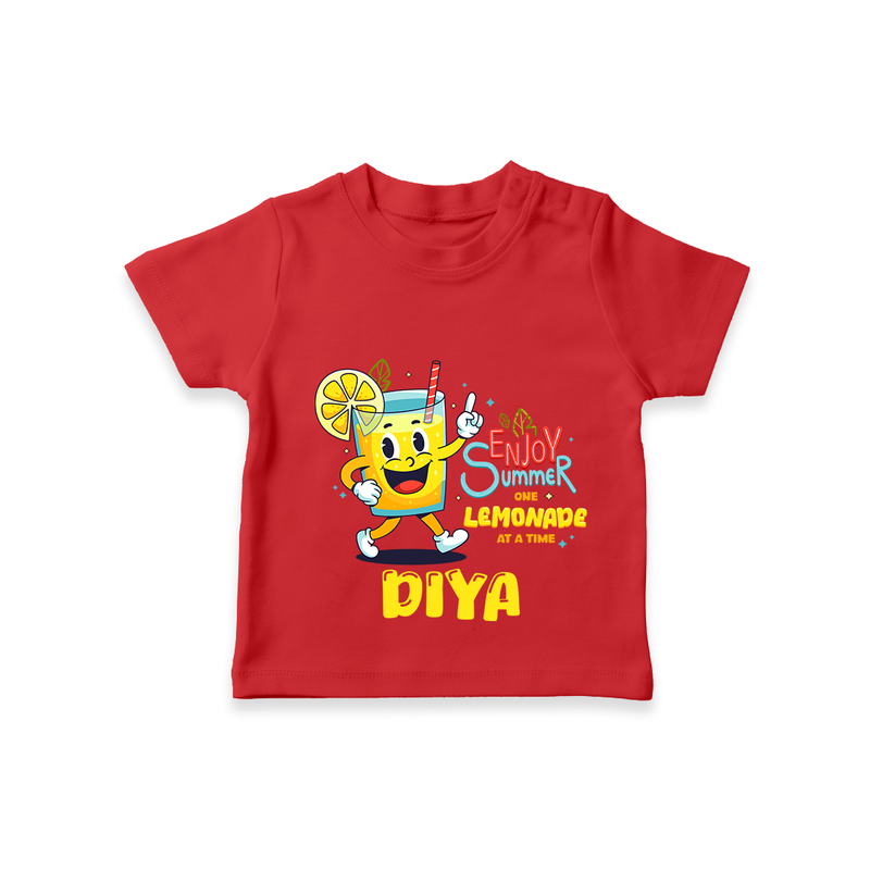 "Splash into fun with our "Enjoy Summer One Lemonade at a Time" Customized Kids T-Shirt" - RED - 0 - 5 Months Old (Chest 17")