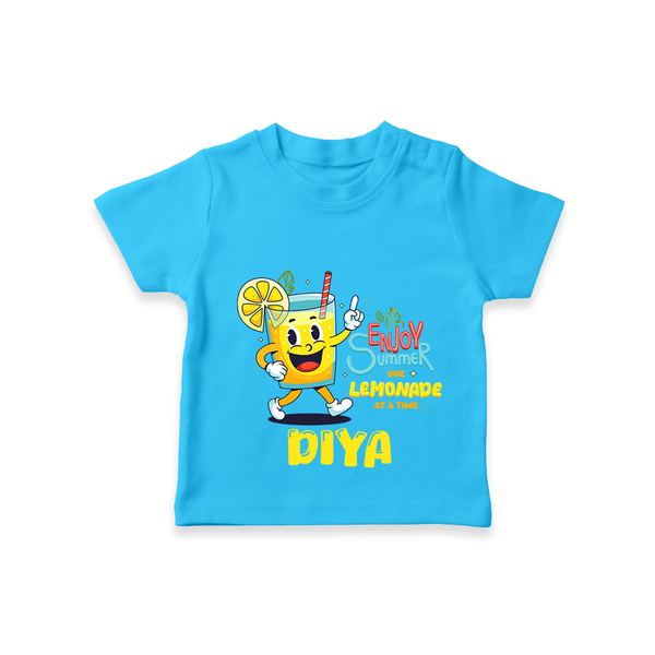 "Splash into fun with our "Enjoy Summer One Lemonade at a Time" Customized Kids T-Shirt" - SKY BLUE - 0 - 5 Months Old (Chest 17")