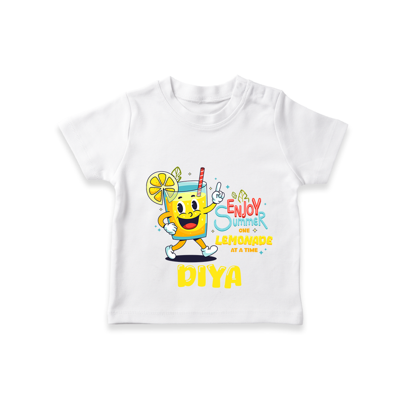 "Splash into fun with our "Enjoy Summer One Lemonade at a Time" Customized Kids T-Shirt" - WHITE - 0 - 5 Months Old (Chest 17")