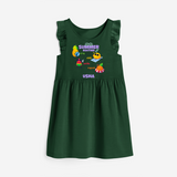 Chase rainbows in our "Summer Routine Play, Chill, Selfie, Repeat" Customized Frock - BOTTLE GREEN - 0 - 6 Months Old (Chest 18")