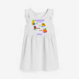 Chase rainbows in our "Summer Routine Play, Chill, Selfie, Repeat" Customized Frock - WHITE - 0 - 6 Months Old (Chest 18")