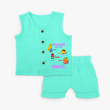 Chase rainbows in our "Summer Routine Play, Chill, Selfie, Repeat" Customized Kids Jabla set - AQUA GREEN - 0 - 3 Months Old (Chest 9.8")