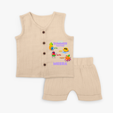 Chase rainbows in our "Summer Routine Play, Chill, Selfie, Repeat" Customized Kids Jabla set - CREAM - 0 - 3 Months Old (Chest 9.8")