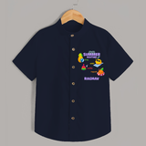 Chase rainbows in our "Summer Routine Play, Chill, Selfie, Repeat" Customized Kids Shirts - NAVY BLUE - 0 - 6 Months Old (Chest 21")