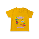 "Chase rainbows in our "Summer Routine Play, Chill, Selfie, Repeat" Customized Kids T-Shirt" - CHROME YELLOW - 0 - 5 Months Old (Chest 17")