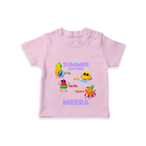 "Chase rainbows in our "Summer Routine Play, Chill, Selfie, Repeat" Customized Kids T-Shirt" - PINK - 0 - 5 Months Old (Chest 17")