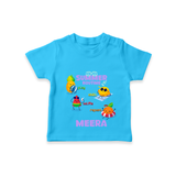 "Chase rainbows in our "Summer Routine Play, Chill, Selfie, Repeat" Customized Kids T-Shirt" - SKY BLUE - 0 - 5 Months Old (Chest 17")