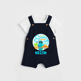 Dance under the stars with our "I'm on a Summer Vacation" Customized Kids Dungaree set - NAVY BLUE - 0 - 3 Months Old (Chest 17")