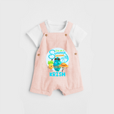 Dance under the stars with our "I'm on a Summer Vacation" Customized Kids Dungaree set - PEACH - 0 - 3 Months Old (Chest 17")