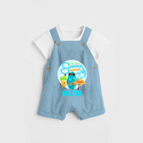 Dance under the stars with our "I'm on a Summer Vacation" Customized Kids Dungaree set - SKY BLUE - 0 - 3 Months Old (Chest 17")