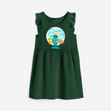 Dance under the stars with our "I'm on a Summer Vacation" Customized Frock - BOTTLE GREEN - 0 - 6 Months Old (Chest 18")