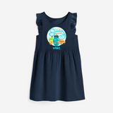 Dance under the stars with our "I'm on a Summer Vacation" Customized Frock - NAVY BLUE - 0 - 6 Months Old (Chest 18")