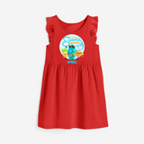 Dance under the stars with our "I'm on a Summer Vacation" Customized Frock - RED - 0 - 6 Months Old (Chest 18")