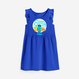 Dance under the stars with our "I'm on a Summer Vacation" Customized Frock - ROYAL BLUE - 0 - 6 Months Old (Chest 18")