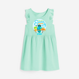 Dance under the stars with our "I'm on a Summer Vacation" Customized Frock - TEAL GREEN - 0 - 6 Months Old (Chest 18")