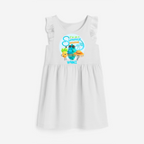 Dance under the stars with our "I'm on a Summer Vacation" Customized Frock - WHITE - 0 - 6 Months Old (Chest 18")