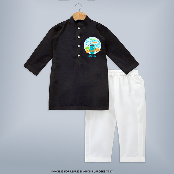 Dance under the stars with our "I'm on a Summer Vacation" Customized Kids Kurta set - BLACK - 0 - 6 Months Old (Chest 22", Waist 18", Pant Length 16")