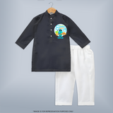 Dance under the stars with our "I'm on a Summer Vacation" Customized Kids Kurta set - DARK GREY - 0 - 6 Months Old (Chest 22", Waist 18", Pant Length 16")