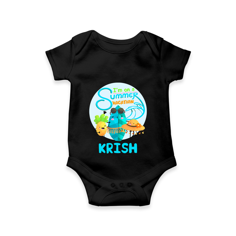 "Dance under the stars with our "I'm on a Summer Vacation" Customized Kids Romper" - BLACK - 0 - 3 Months Old (Chest 16")