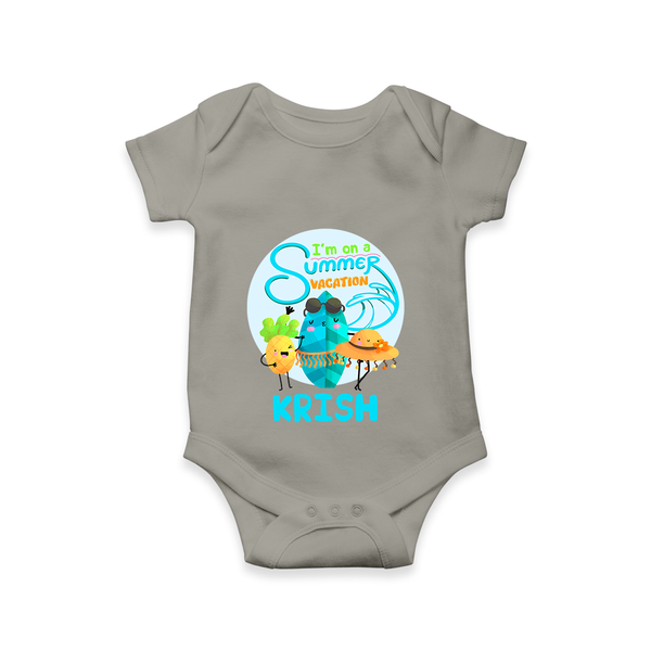 "Dance under the stars with our "I'm on a Summer Vacation" Customized Kids Romper" - GREY - 0 - 3 Months Old (Chest 16")