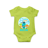 "Dance under the stars with our "I'm on a Summer Vacation" Customized Kids Romper" - LIME GREEN - 0 - 3 Months Old (Chest 16")