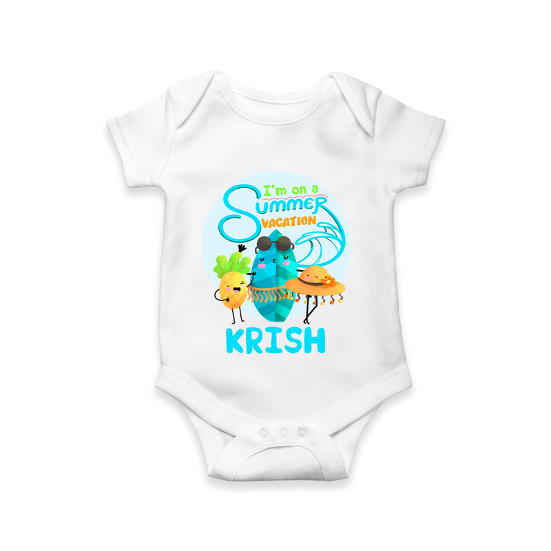 "Dance under the stars with our "I'm on a Summer Vacation" Customized Kids Romper" - WHITE - 0 - 3 Months Old (Chest 16")