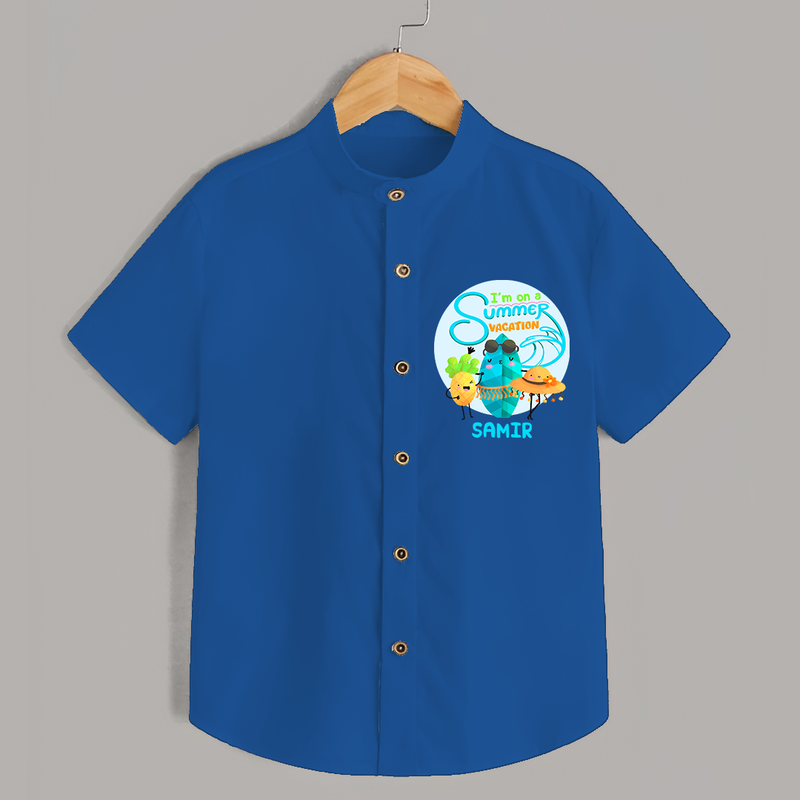 Dance under the stars with our "I'm on a Summer Vacation" Customized Kids Shirts - COBALT BLUE - 0 - 6 Months Old (Chest 21")