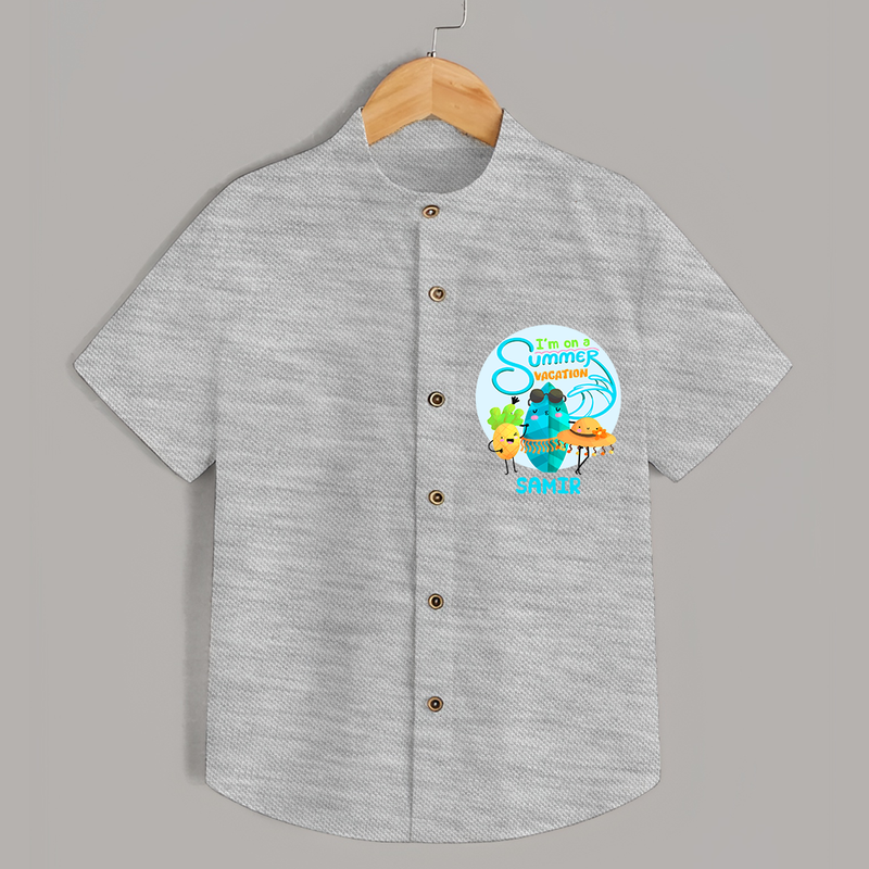 Dance under the stars with our "I'm on a Summer Vacation" Customized Kids Shirts - GREY SLUB - 0 - 6 Months Old (Chest 21")