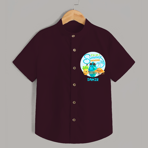 Dance under the stars with our "I'm on a Summer Vacation" Customized Kids Shirts - MAROON - 0 - 6 Months Old (Chest 21")