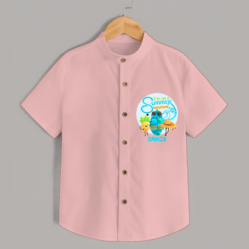 Dance under the stars with our "I'm on a Summer Vacation" Customized Kids Shirts - PEACH - 0 - 6 Months Old (Chest 21")