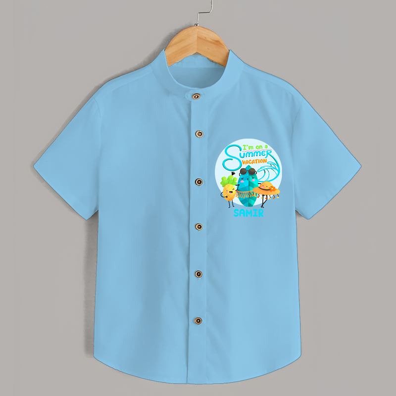 Dance under the stars with our "I'm on a Summer Vacation" Customized Kids Shirts - SKY BLUE - 0 - 6 Months Old (Chest 21")
