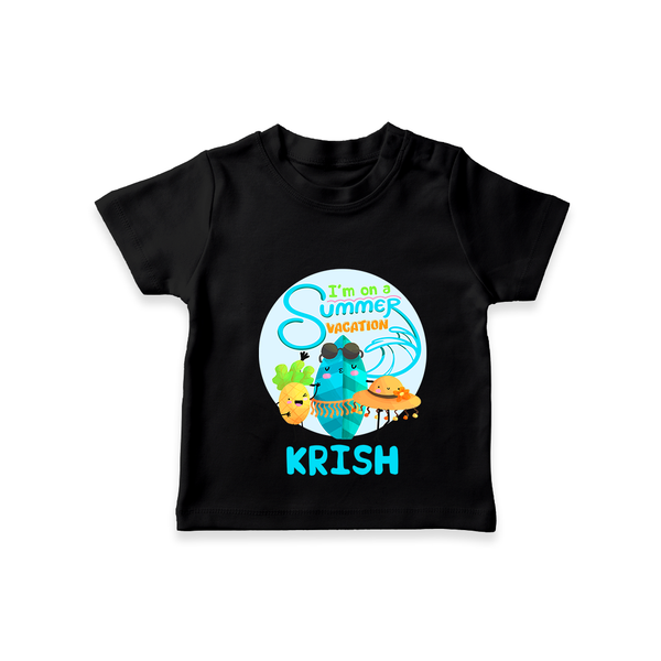 "Dance under the stars with our "I'm on a Summer Vacation" Customized Kids T-Shirt" - BLACK - 0 - 5 Months Old (Chest 17")