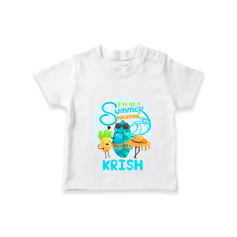 "Dance under the stars with our "I'm on a Summer Vacation" Customized Kids T-Shirt" - WHITE - 0 - 5 Months Old (Chest 17")