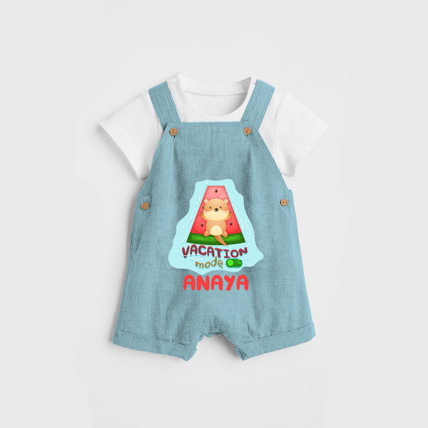 Float away on clouds of joy with our "Vacation Mode On" Customized Kids Dungaree set - ARCTIC BLUE - 0 - 3 Months Old (Chest 17")