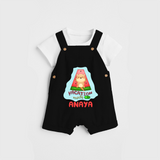 Float away on clouds of joy with our "Vacation Mode On" Customized Kids Dungaree set - BLACK - 0 - 3 Months Old (Chest 17")
