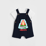 Float away on clouds of joy with our "Vacation Mode On" Customized Kids Dungaree set - NAVY BLUE - 0 - 3 Months Old (Chest 17")