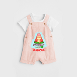 Float away on clouds of joy with our "Vacation Mode On" Customized Kids Dungaree set - PEACH - 0 - 3 Months Old (Chest 17")