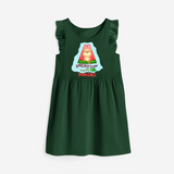 Float away on clouds of joy with our "Vacation Mode On" Customized Frock - BOTTLE GREEN - 0 - 6 Months Old (Chest 18")