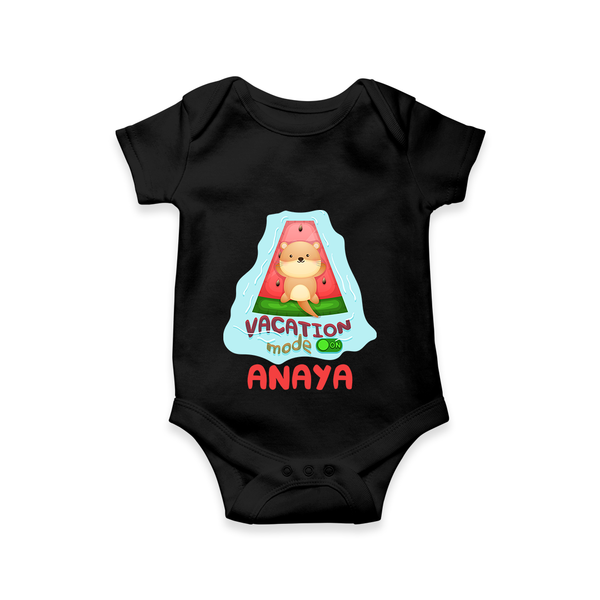 "Float away on clouds of joy with our "Vacation Mode On" Customized Kids Romper" - BLACK - 0 - 3 Months Old (Chest 16")