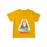 "Float away on clouds of joy with our "Vacation Mode On" Customized Kids T-Shirt" - CHROME YELLOW - 0 - 5 Months Old (Chest 17")