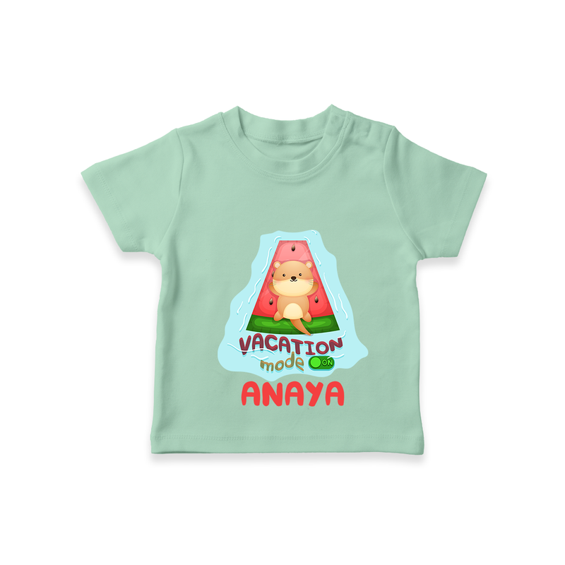 "Float away on clouds of joy with our "Vacation Mode On" Customized Kids T-Shirt" - MINT GREEN - 0 - 5 Months Old (Chest 17")