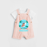 Explore nature's wonders in our "A Dip in the Pool & Keeps Summer Cool" Customized Kids Dungaree set - PEACH - 0 - 3 Months Old (Chest 17")