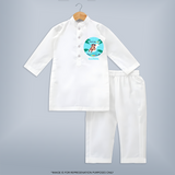 Explore nature's wonders in our "A Dip in the Pool & Keeps Summer Cool" Customized Kids Kurta set - WHITE - 0 - 6 Months Old (Chest 22", Waist 18", Pant Length 16")