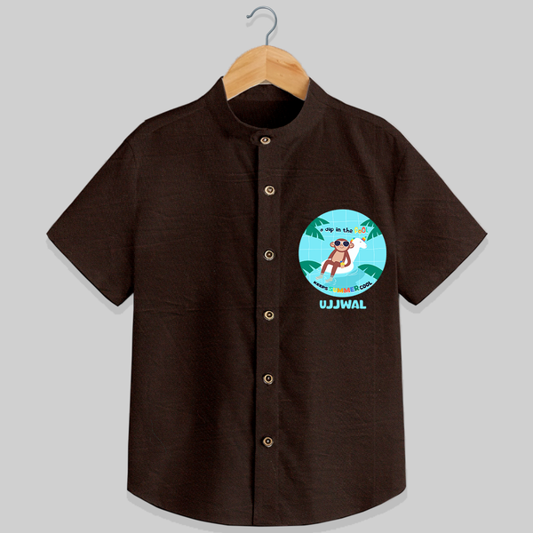 Explore nature's wonders in our "A Dip in the Pool & Keeps Summer Cool" Customized Kids Shirts - CHOCOLATE BROWN - 0 - 6 Months Old (Chest 21")