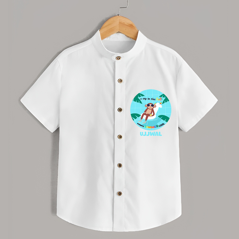 Explore nature's wonders in our "A Dip in the Pool & Keeps Summer Cool" Customized Kids Shirts - WHITE - 0 - 6 Months Old (Chest 21")
