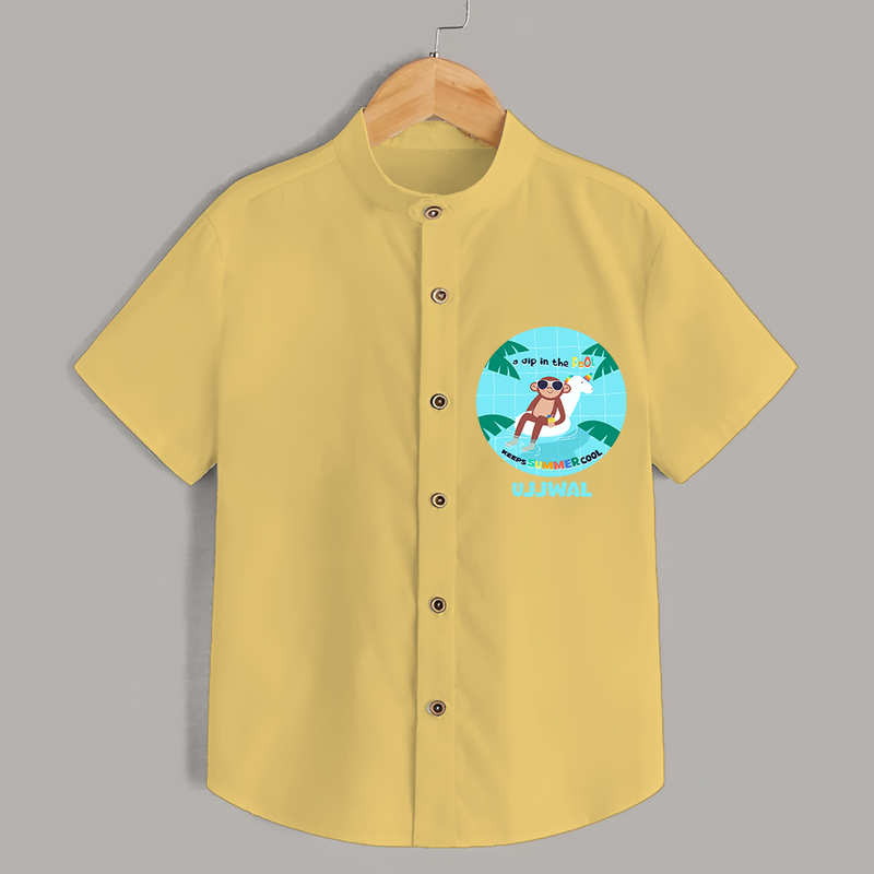 Explore nature's wonders in our "A Dip in the Pool & Keeps Summer Cool" Customized Kids Shirts - YELLOW - 0 - 6 Months Old (Chest 21")