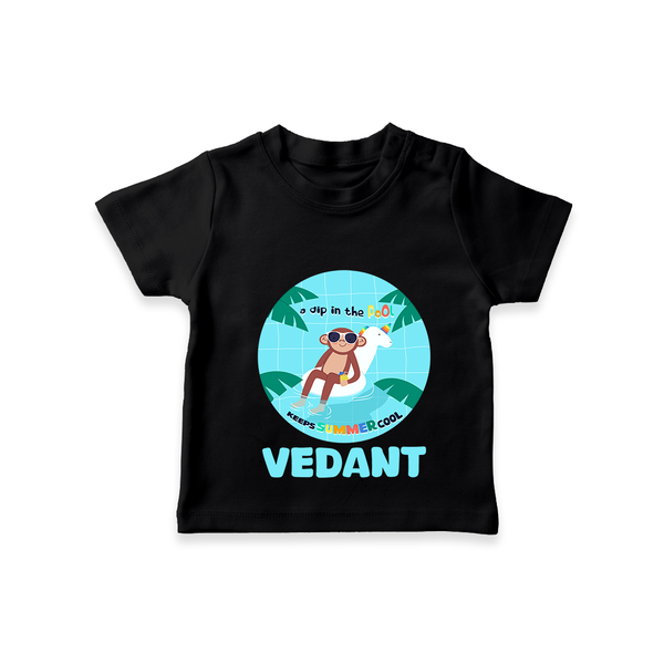 "Explore nature's wonders in our "A Dip in the Pool & Keeps Summer Cool" Customized Kids T-Shirt" - BLACK - 0 - 5 Months Old (Chest 17")