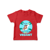 "Explore nature's wonders in our "A Dip in the Pool & Keeps Summer Cool" Customized Kids T-Shirt" - RED - 0 - 5 Months Old (Chest 17")