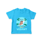 "Explore nature's wonders in our "A Dip in the Pool & Keeps Summer Cool" Customized Kids T-Shirt" - SKY BLUE - 0 - 5 Months Old (Chest 17")