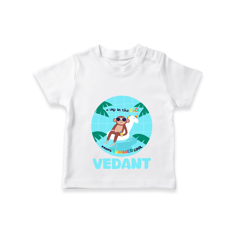 "Explore nature's wonders in our "A Dip in the Pool & Keeps Summer Cool" Customized Kids T-Shirt" - WHITE - 0 - 5 Months Old (Chest 17")